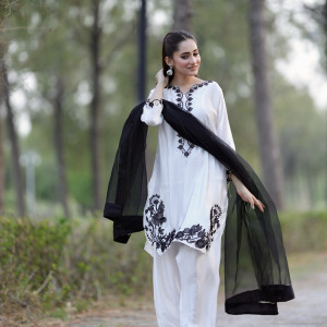 ELEGANT EMBROIDERY FARSHI SHALWAR 3Pcs