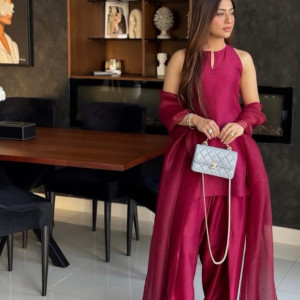FARSHI SHALWAR SLEEVE LESS 3 PCS IN 2 DIFFERENT COLORS