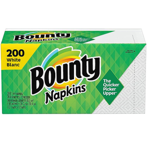 Bounty Paper Napkins, White, 1 Pack, 200 Sheets per Pack