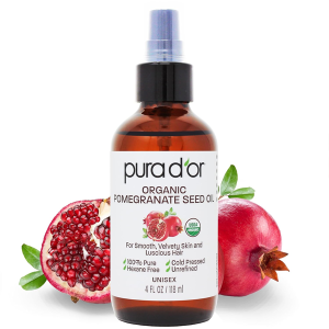 PURA D'OR 4 Oz Organic Pomegranate Oil - 100% Pure USDA Certified Premium Grade Cold Pressed Pomegranate Oil - Organic Body Oil For Hair, Face, & Skin