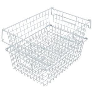 Home-Complete 2 pcs 16"x12" Large Stackable Wire Baskets, Organizer Stacking Storage Bins for Shelf, Pantry, Kitchen, Cabinets, can also be used in Ch