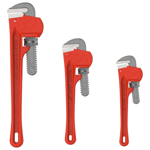 Stalwart - 75-HT3012 Plumbers Pipe Wrench, 3 Piece 14-Inch, 10-Inch, 8-Inch Set – Home Improvement Hand Wrenches with Adjustable Jaws and Storage Pouc