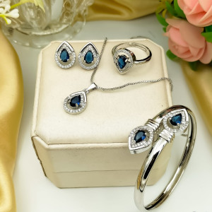 Fancy Silver Plated Zircon Combo Set