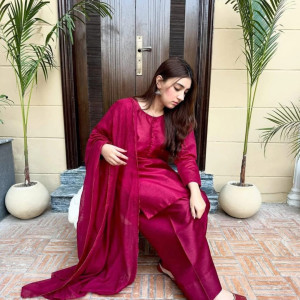 MEHROON FARSHI SHALWAR 3 PCS